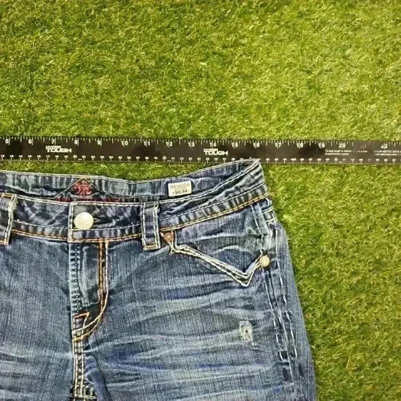 MEK DENIM USA Mykonos Distressed Blue Straight Leg Denim Short 30w - Picture 10 of 11